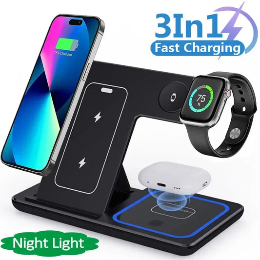 15W 3 In 1 Fast Wireless Charging Station For Smart Phones-smart watch & headphones